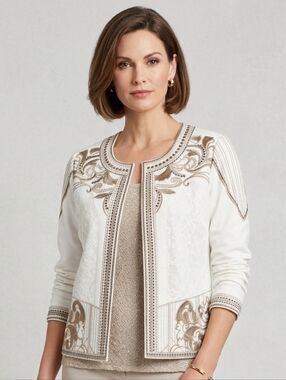 Christopher & Banks Set Embroidered Jacket & Tank Top